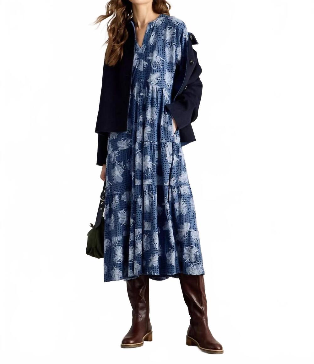 NEW WHITE STUFF tabitha jersey dress in blue print